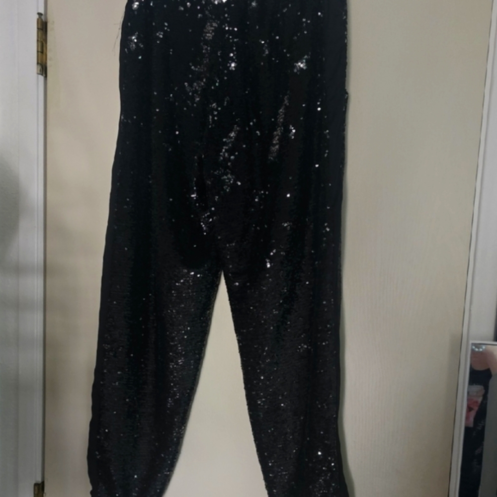 Top Shop Sparkle Sequin Sweatpants/Joggers W/ Pockets (2/XS)(NWOT)✨️🖤✨️ - Picture 4 of 7